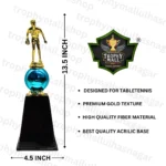 Blue Tennis Player Trophy