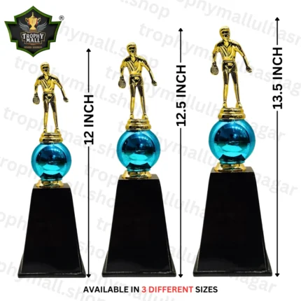 Blue Tennis Player Trophy