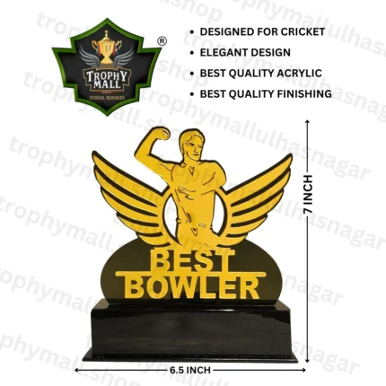 Best Cricket Bowler Acrylic Trophy